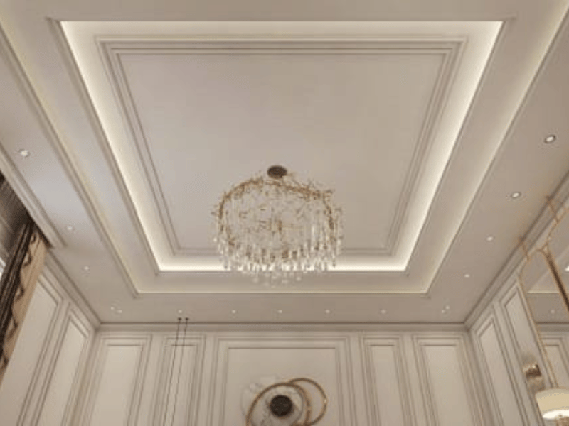 Modern false gypsum ceiling in a stylish interior